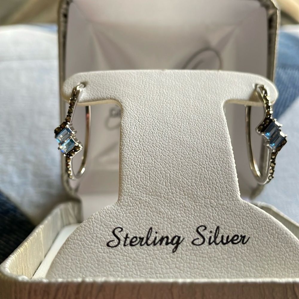Marcasite Sterling Silver Hoops